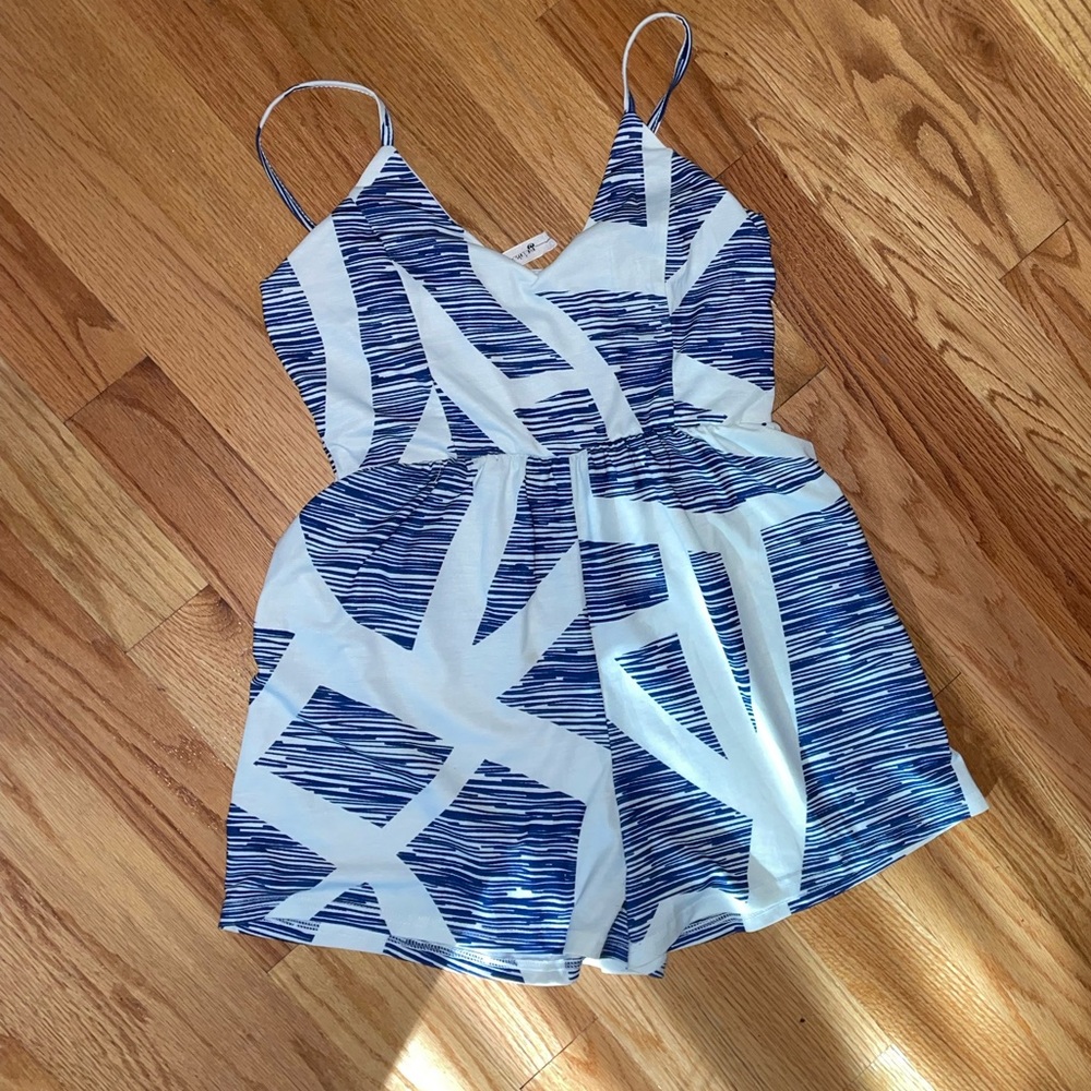 Blue and white romper